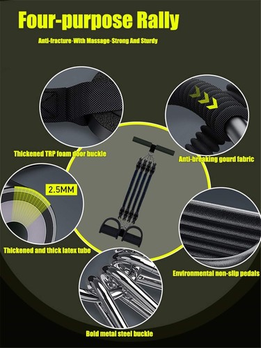 Pedal Widerstandsband, Übungsbänder mit Griffen, elastisches Sit Up Zugseil für - Bild 22 von 24