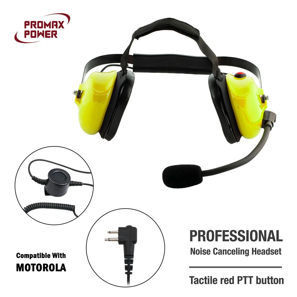 PROMAXPOWER Heavy Duty Noise Cancelling dual Muff Racing Headset for Motorola CP180, CLS1410