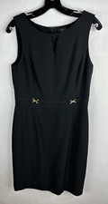 Tahari Arthur S Levine Womens Dress 8 Black Sheath Sleeveless Lined Stretch