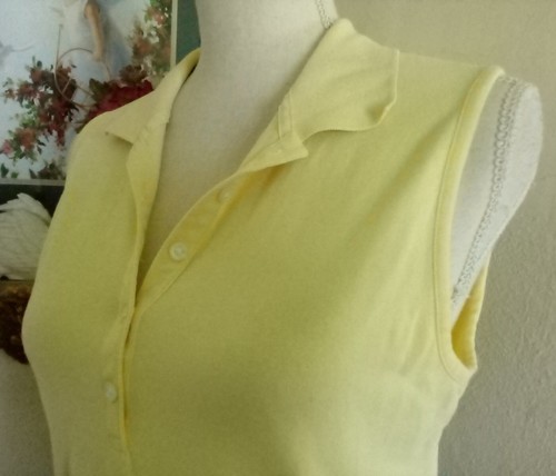 IZOD Womens Medium Golf Tennis Shirt Butter Yellow Collared V Neck Sleeveless - Picture 4 of 8