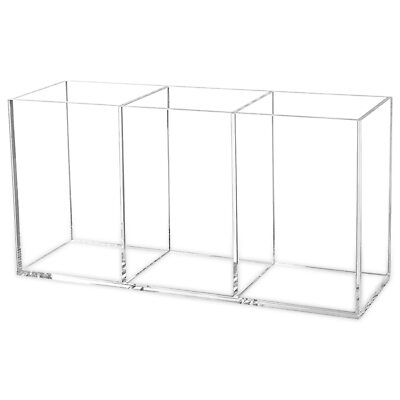 Clear Makeup Brush Holder Organizer Cosmetic Brushes Storage with 3 slots