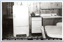 Postcard RPPC WI Stone Lake Wisconsin Cabin At Roaks Beacon Resort Sand Lake R52