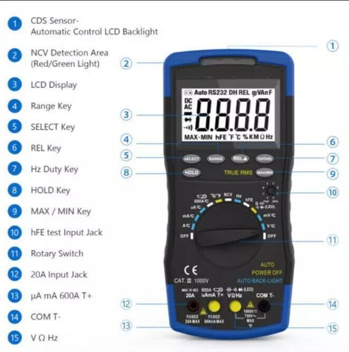 Digital Messtechnik-Multimeter Echt-Effektivwert-Messgerät Voltmeter Amperemete - Bild 2 von 5