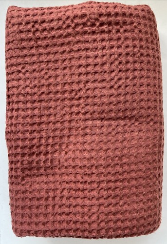Linen Q Terracotta Waffle Linen Throw Breathable 53”x 81”Airy Linen Fabric - Picture 3 of 5