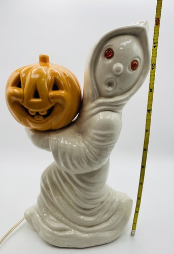Vintage 1970’s Halloween Ghost Carrying Pumpkin Jack O’ Lantern Ceramic 13” - Bild 10 von 10
