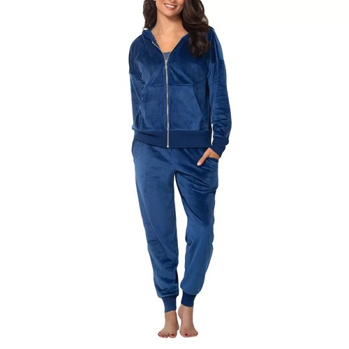 Felina Women's Velour 2 Piece Zip Hoodie And Jogger - Picture 2 of 25