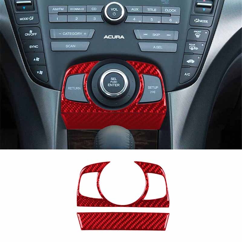 Car Interior Below Joystick Accent Cover Trim Red Carbon Fiber 2Pcs For Acura TL