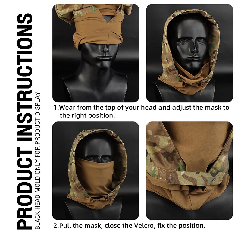 WoSporT Tactical Half Face Mask Cordura Camo Balaclava Outdoor Hood Hunting Camo - Image 4 of 4