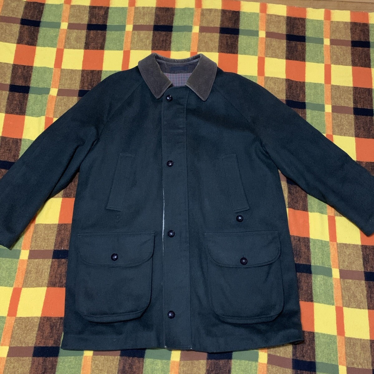 Barbour Loden Wool Coat Men's Vintage A1155 Green Jacket Size C42
