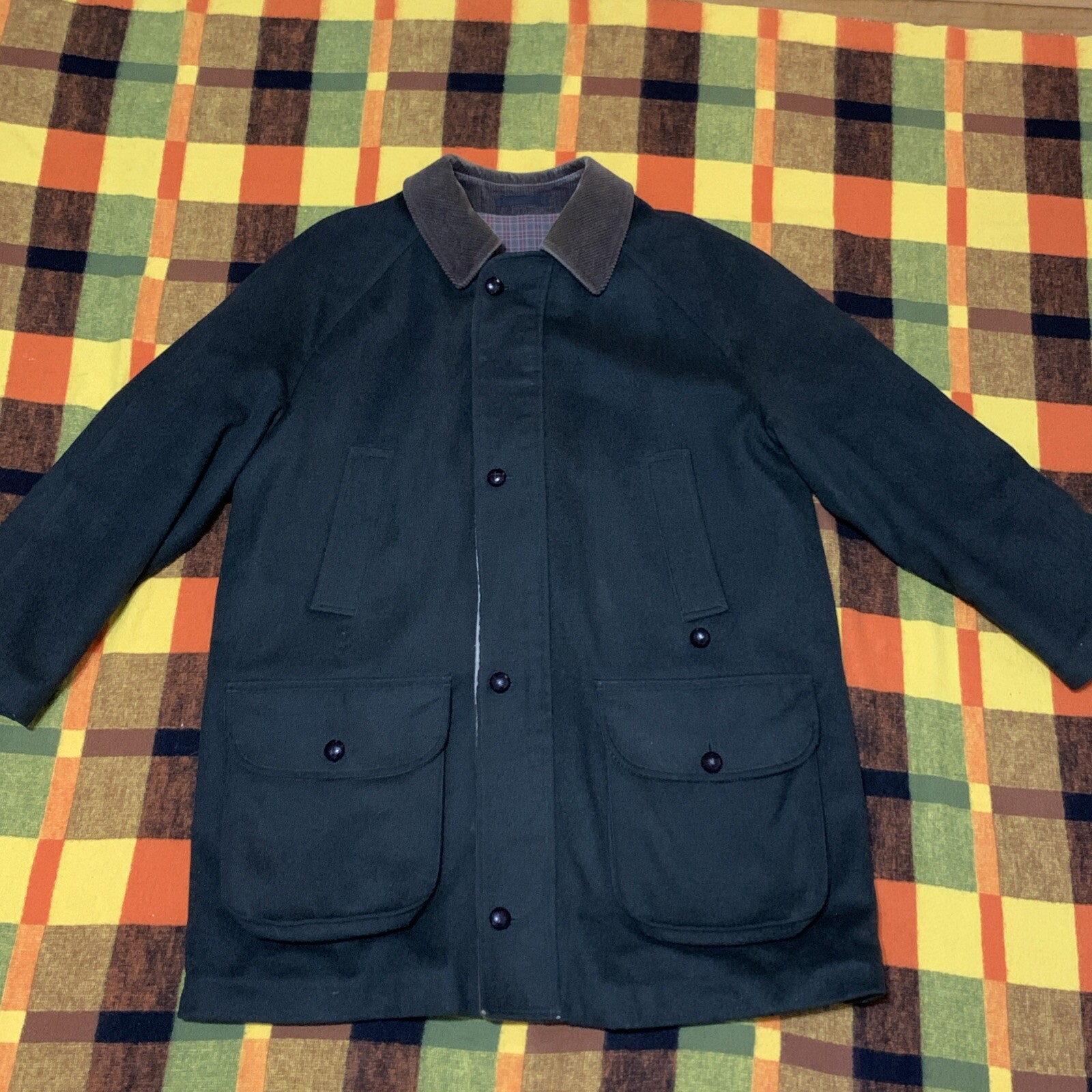 Barbour Loden Wool Coat Men's Vintage A1155 Green Jacket Size C42 /107CM