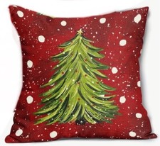 WINTER TREES CHRISTMAS Linen Throw Pillow Cover Winter Holiday Home Decor 18  