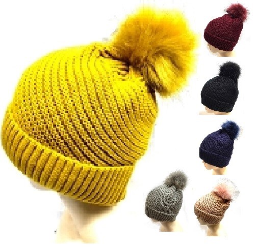 Warm Winter Fashion Ski Beanie Hat Fur Pom Pom Fall Thick New