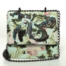 ANTONIO MARRAS Green Floral Embroidered Dual Compartment Crossbody Shoulder Bag