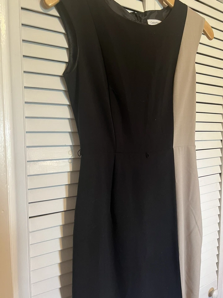 Vestido sin mangas CALVIN KLEIN para mujer talla 6 lápiz bloque de color neutro minimalista Foto 2 de 4
