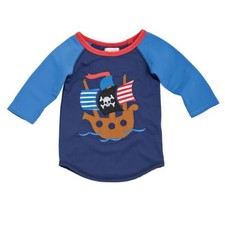 NWT MUD PIE BABY BOYS PIRATE SHIP RASH GUARD SHIRT SZ 6-9 MONTHS