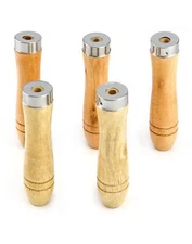 5 Pack Wooden File Handles Replacement with Metal Collars Screwdriver Hand Drill