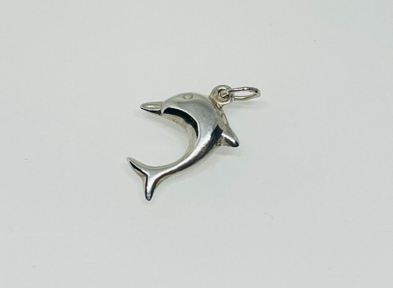 Gorgeous Sparkling Solid Dolphin Shape Pendant 92… - image 1