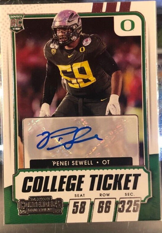 2021 PENEI SEWELL ROOKIE AUTOGRAPH RC Panini Contenders Draft Detroit Lions