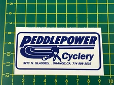 old school bmx decals stickers peddlepower cyclery navy blue on clear