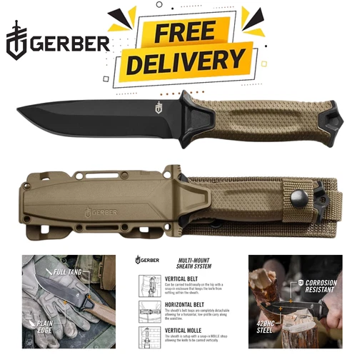 Gerber StrongArm Fixed Blade Knife Plain Edge - Coyote Brown💯 Free shipping USA