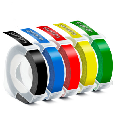 5x DYMO 3D Prägeband Schriftband für Dymo Junior Omega Beschriftungsgerät 3D 9mm