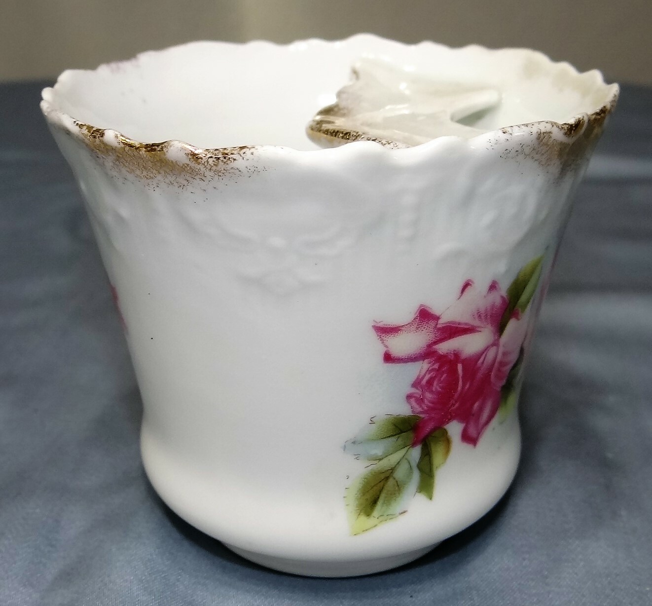 Wheelock Germany Shaving Mustache Mug Cup Pink & Yellow Roses Gold