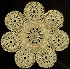 German Dresden Die Cut Victorian Gold Paper XLg. Rosette Victorian Crafts