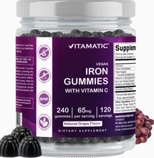 Vitamatic Iron 65 mg Gummies Supplement for Women & Men - 240 Vegan Gummies