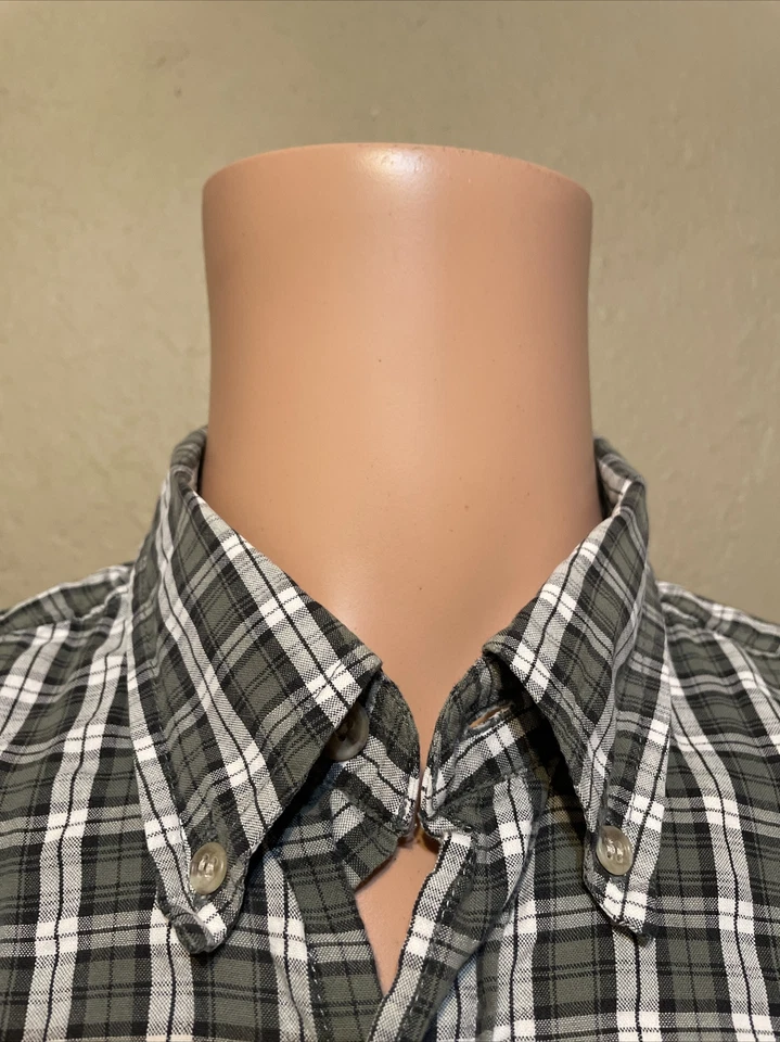 Guess Jeans Mens XL Vintage Casual Lounge Shirt Green Brown Plaid Rayon  - Image 2 of 4