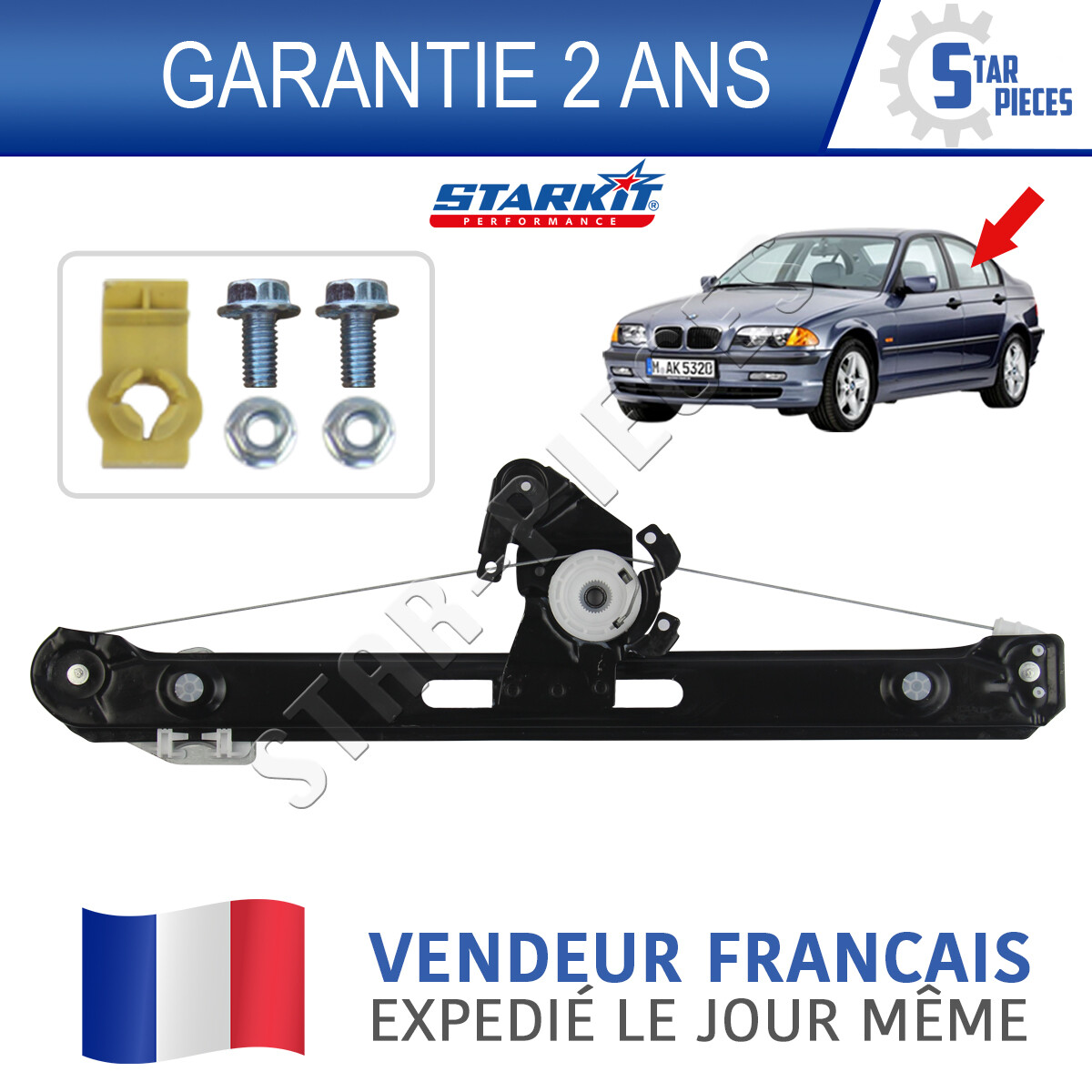 Lève-vitre arrière gauche sans moteur BMW E46 1998-2005 pièce lève vitre électrique