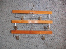 Polo Ralph Lauren Logo 3 Wooden Brown Hangers Suit Pants Shorts Adjustable Clips