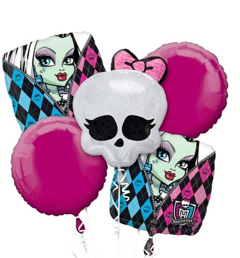 5 PCS MONSTER HIGH FOIL BALLOON BOUQUET BIRTHDAY PARTY SUPPLY DECORATIONS - image 2 of 2