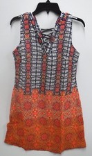 Cassee's Sheer Lined Shift Dress Womens Size Small Multicolor V-Neck Printed New