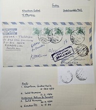 Sudan 1984 Airmail Cover to Ethiopia Unclaimed& Returned Setit Humera&Gondar Cds