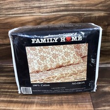 Family Home 3 Pc. Twin Flannel Sheet Set Ivory Damask No-Iron 100 Cotton New