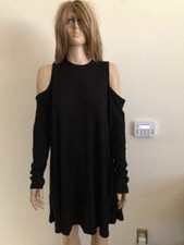 Junior's NWT Planet Gold Rib-Knit Cold Shoulder Black Dress Size XXL