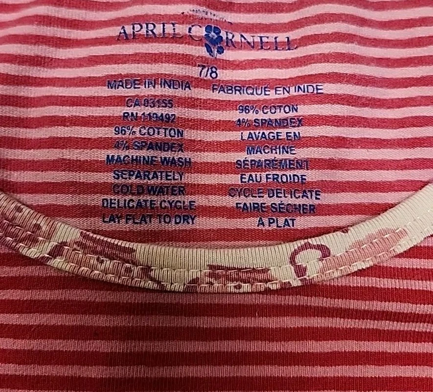 ☆ Апрель Cornell девочки длинным рукавом в полоску цветочный трапециевидный платье 7/8 розовый и зеленый - Изображение 4 из 4