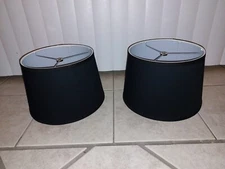 Vintage FENCHEL SHADES Black Lamp Shades Made in the USA - Set Of 2 Matching!!!!