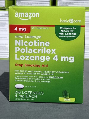 216 Mini Lozenges Amazon Basic Care Nicotine Polacrilex Lozenge 4 mg Exp 07/27