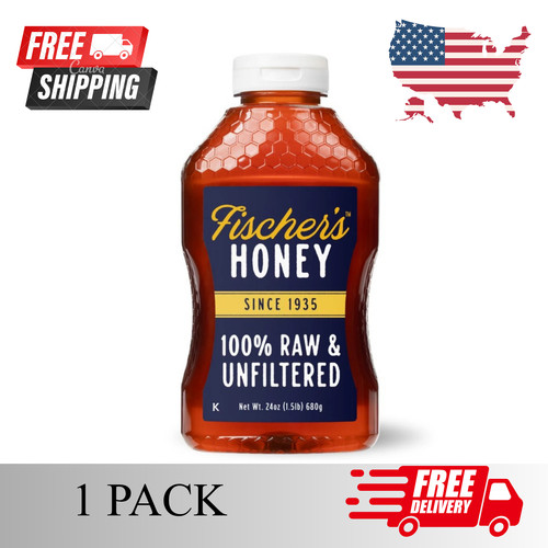 New Fischers Honey, 24oz Raw and Unfiltered, Local 100% US Grade Squeeze Bottle