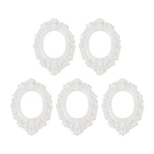 5Pcs White Mini Vintage Frames 0.9"x0.8" Resin Tiny Picture Frames for DIY