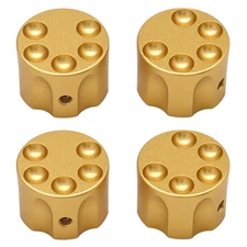 4Pcs Bullet Wheel Shape Aluminum Guitar Knobs Electronic Control Pot Cap Gold