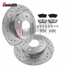 For 1994 - 2001 Nissan Maxima Rear Drilled Brake Rotor Ceramic Pads 10.94 in