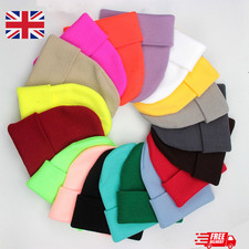 Mens Womens Knitted Wool Blend Winter Solid Soft Warm Beanie Hat Cap SkullCap