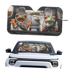 Funny Print Car Windshield Sun Shade Foldable UV Rays Auto Sun Visor Fit Frog