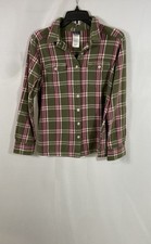 Patagonia Women's Green Plaid Fjord Organic Cotton Flannel Shirt Sz 12