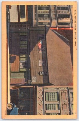 Paul Revere House Boston MA Linen Postcard 1949 Postmark Tichnor Quality Views