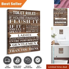 High-Definition Rustic Bathroom Wall Art - Humorous Toilet Rules Print 12x15