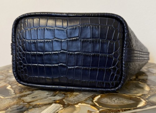NWT Ralph Lauren POLO Embossed Snakeskin Mini Bellport Tote - Admiral Navy Blue - Picture 8 of 8