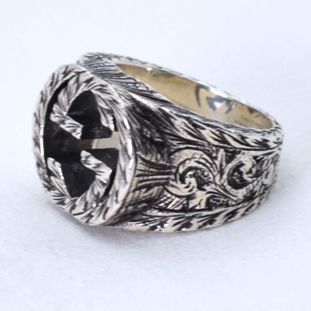 【Gucci】 正規品★ Interlocking G Engraved Ring Silver Gucci G Interlocking Ring Silver 925 US5.25 Engraved Jewelry